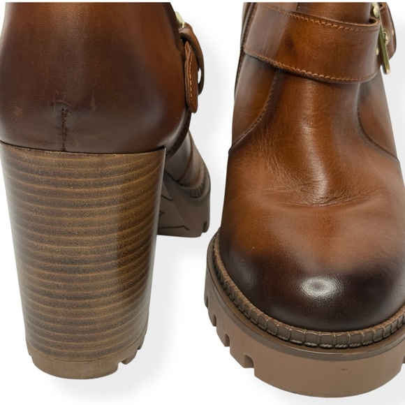 PIKOLINOS Cuero Lug Sole Block Heel Leather Boots Size 40 - Picture 7 of 14